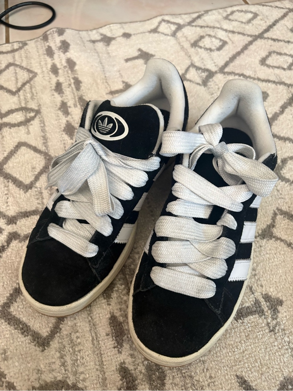 adidas Black Suede Sneakers with White Stripes
